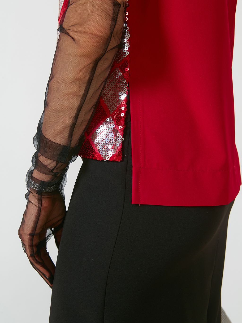 Комбинированная блуза с пайетками - Stilla фото 7