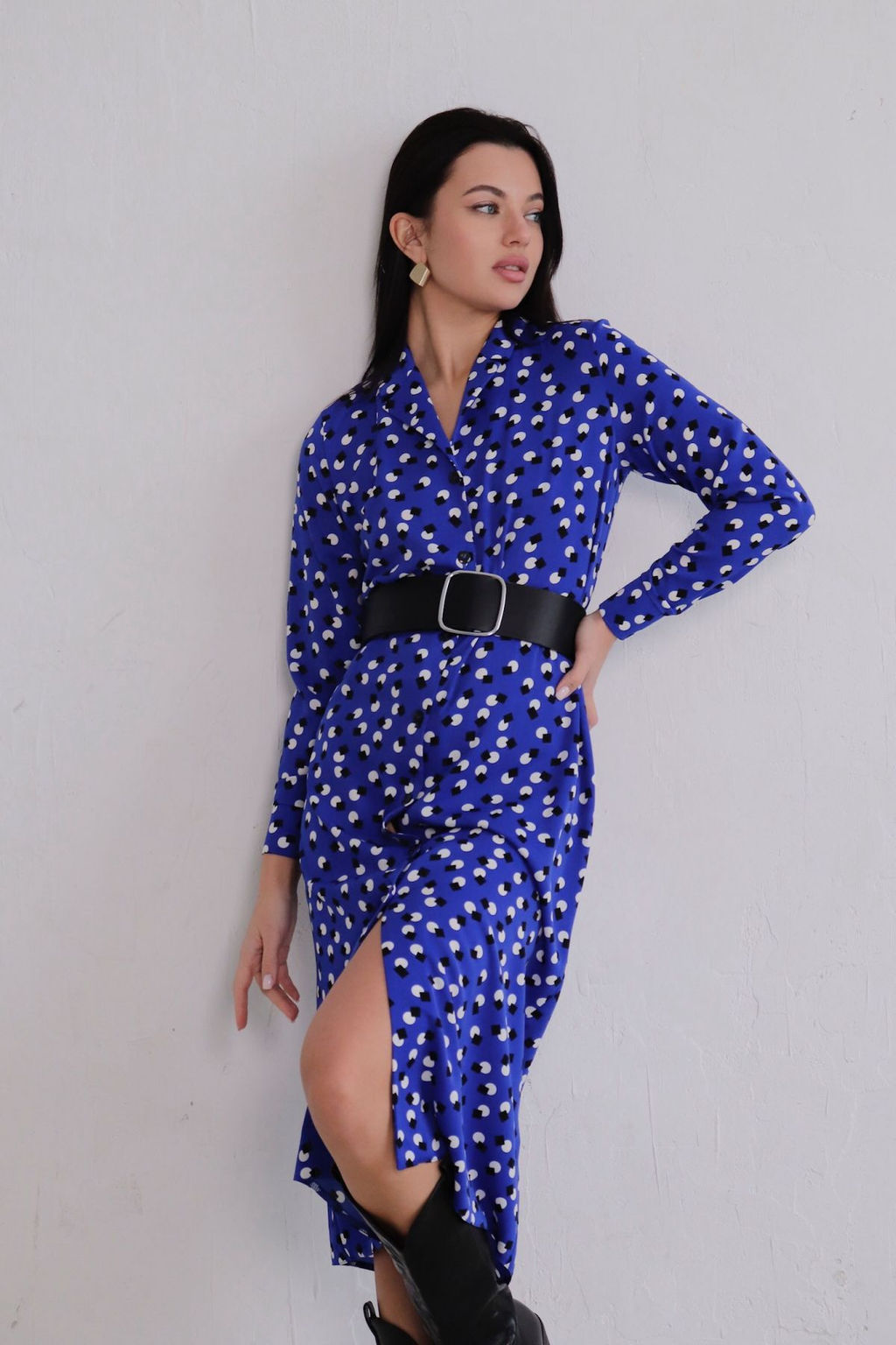 Платье-рубашка с английским воротником принт - Martichelli фото 344