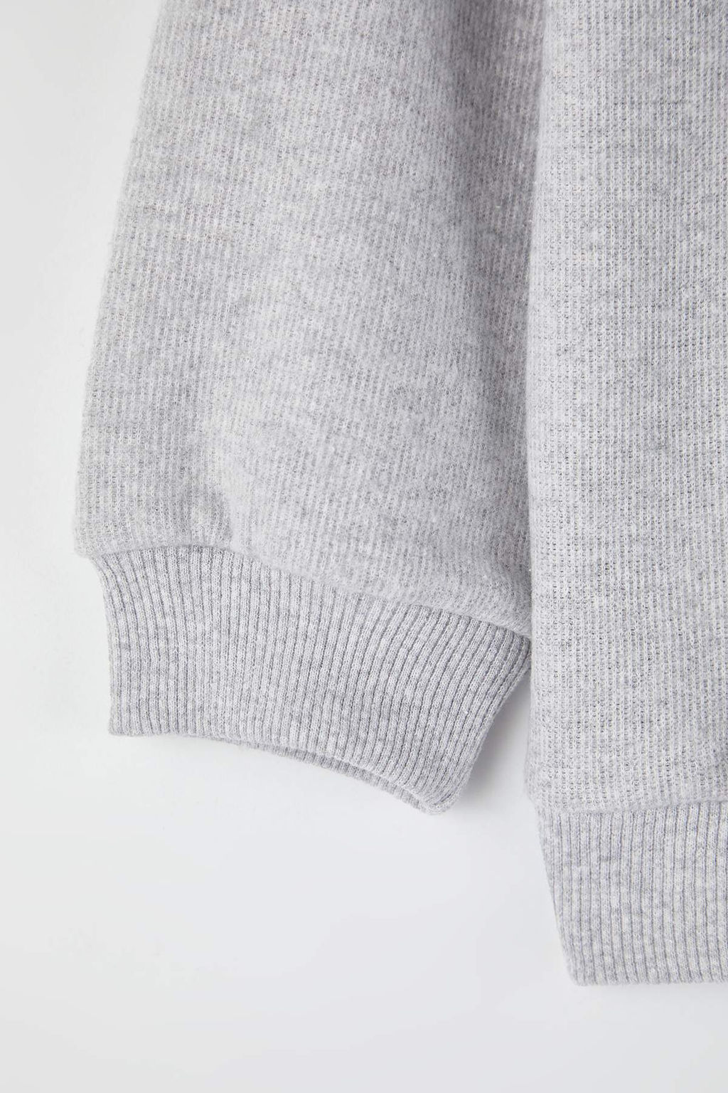 Gri Melanj Erkek Cocuk Pamuklu Bask?l? Dik Yaka Regular Orme Sweatshirt TKDAW26SW00038 - Trendyolmilla фото 4