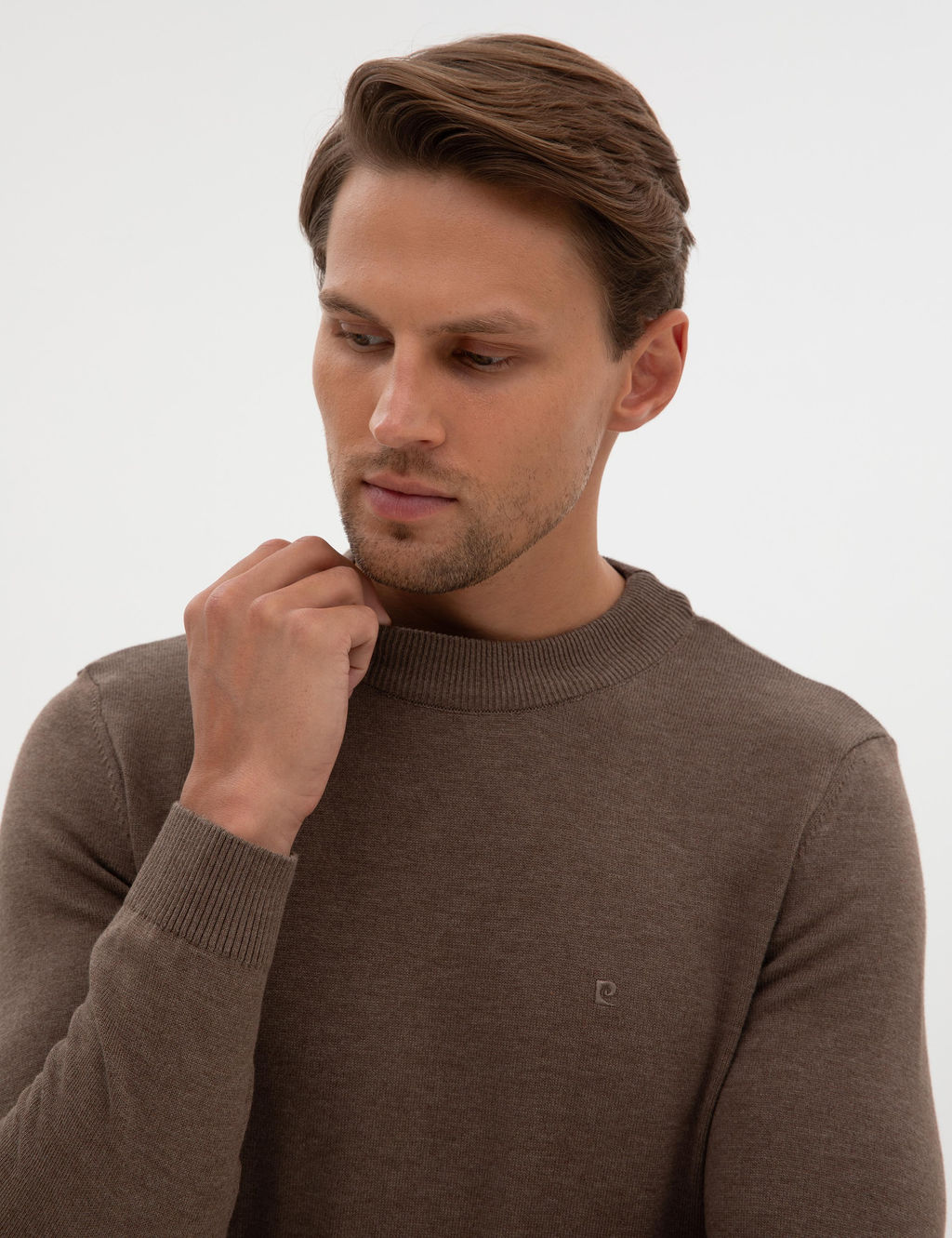 Vizon Melanj Slim Fit _eyrek Yaka Basic Triko Kazak - Pierre cardin фото 2