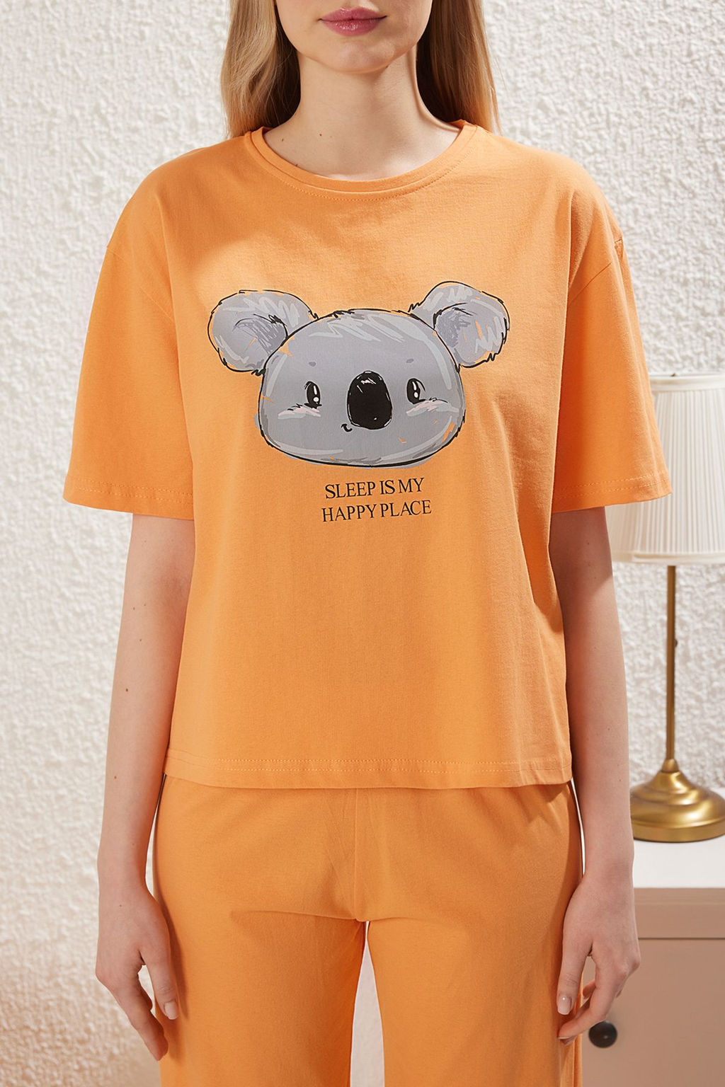 Trendyolmilla Lila %100 Pamuklu Eglenceli Bask?l? T-shirt-Pantolon Orme Pijama Tak?m? THMSS23PT00134 фото 35