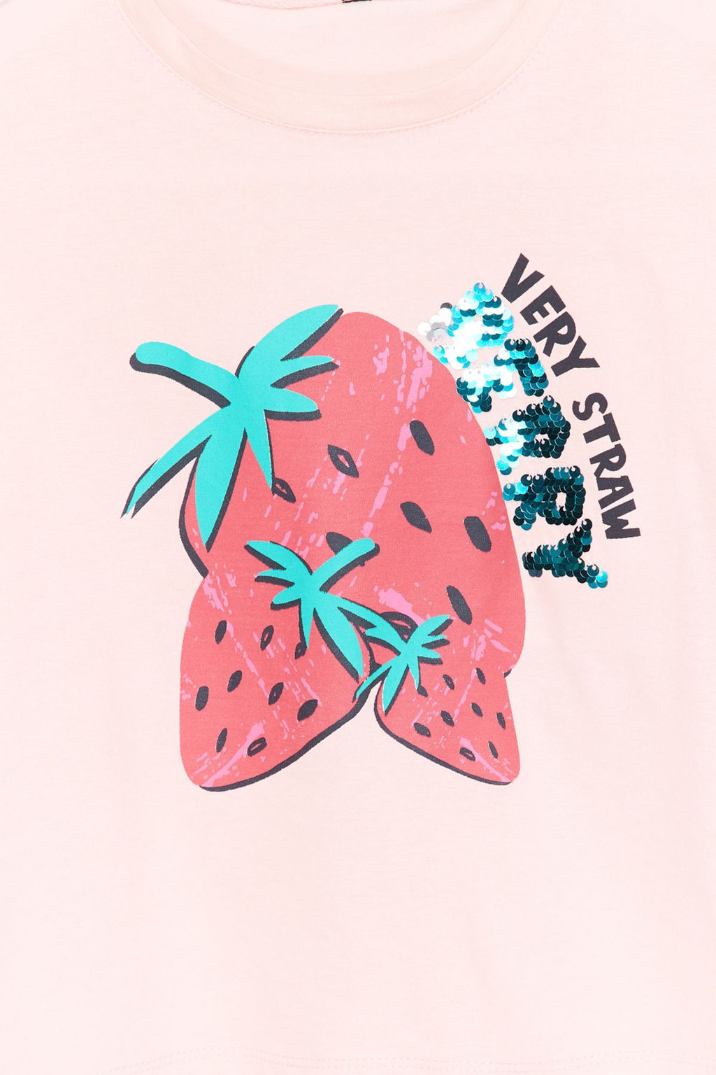 Pembe K?z Cocuk %100 Pamuk Cilek Desenli Regular/Normal Kal?p K?sa Kol Orme T-Shirt TKDSS24TS00007 - Trendyolmilla фото 4