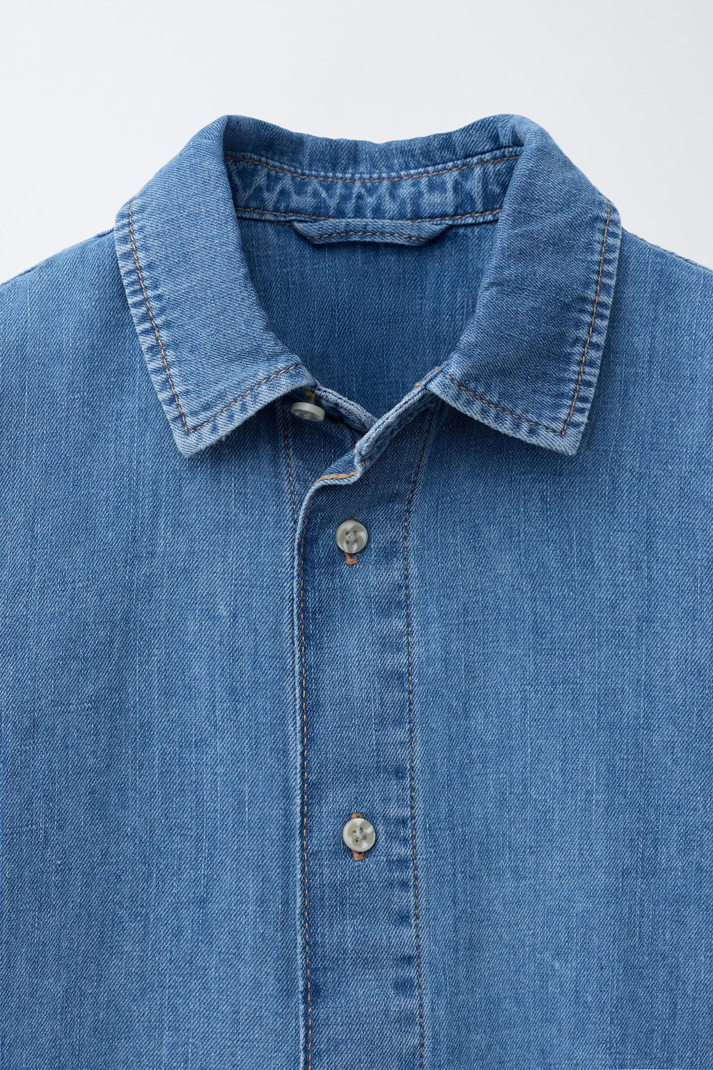 CAMISA DENIM CON ALGOD?N Y LINO / Azul - Zara фото 4