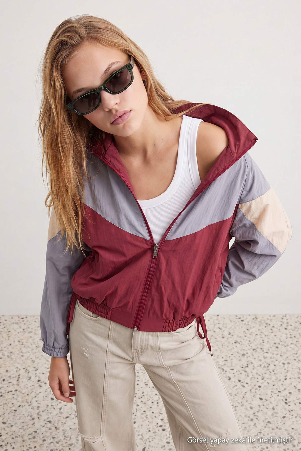 Bordo Oversize Kal_p Renk Bloklu Yazl_k _nce Mont TWOAW27MO00135