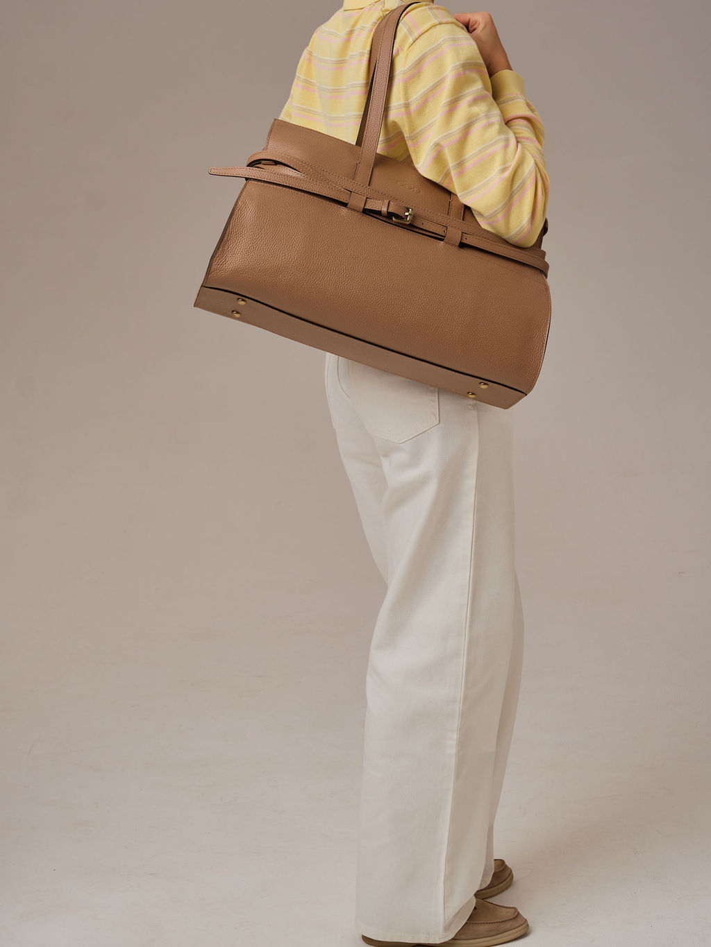 Кожаная сумка Rumi DBR 31152 коричневый капучино фото 11