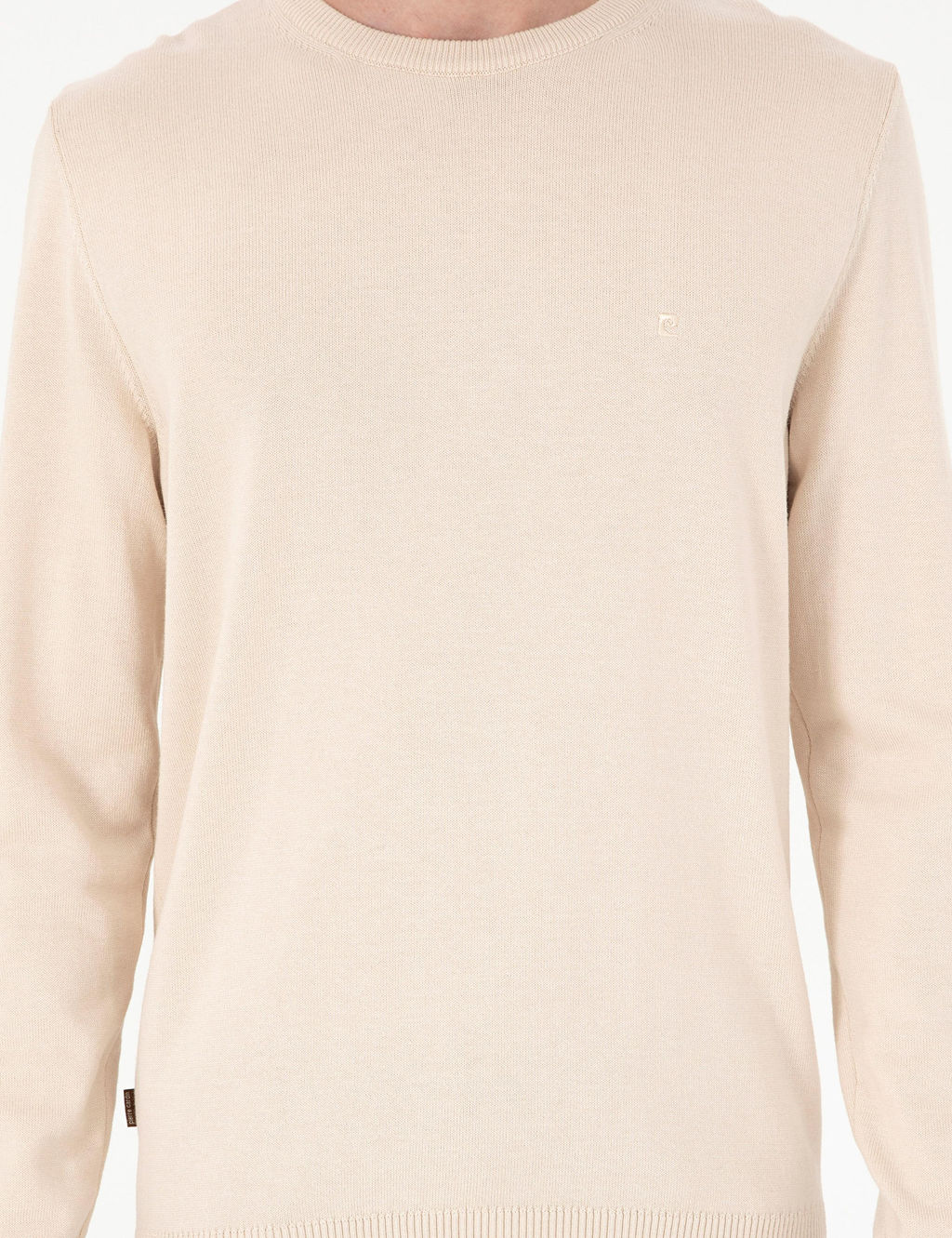 Bej Slim Fit Bisiklet Yaka Basic Triko Kazak - Pierre cardin фото 6