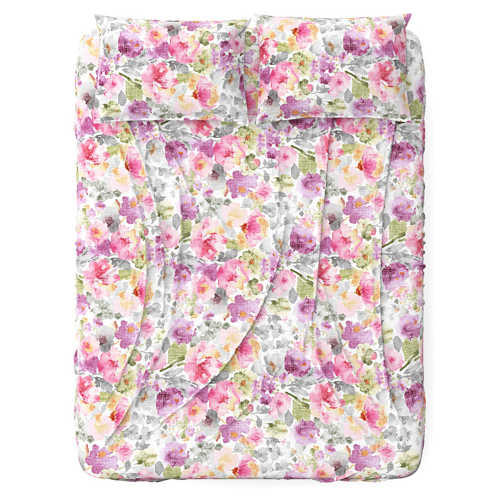 Простыня на резинке Евро Макси "Жаклин" 180х200см, свесы 27см, поплин 115г/м2, хлопок 100%, упаковка "классическая" ПВХ 28х41см, "Домашняя мода" (Россия)