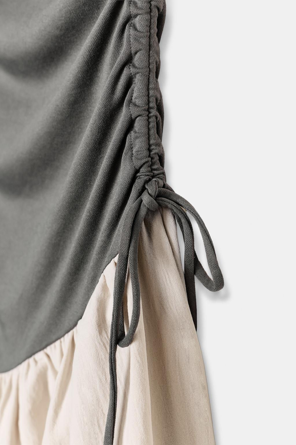 VESTIDO COMBINADO GLOBO / Gris / Beige - Zara фото 14