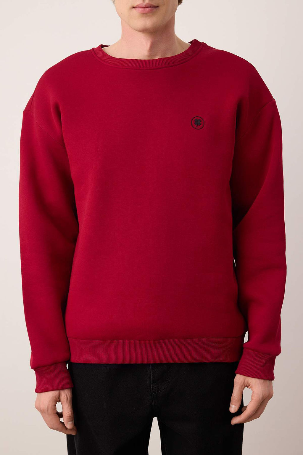 K?rm?z? Yeni Oversize/Genis Kesim Yonca Bask? Detayl? Kal?n/Ici Polar Sweatshirt TMNAW26SW00024 - Trendyolmilla фото 7