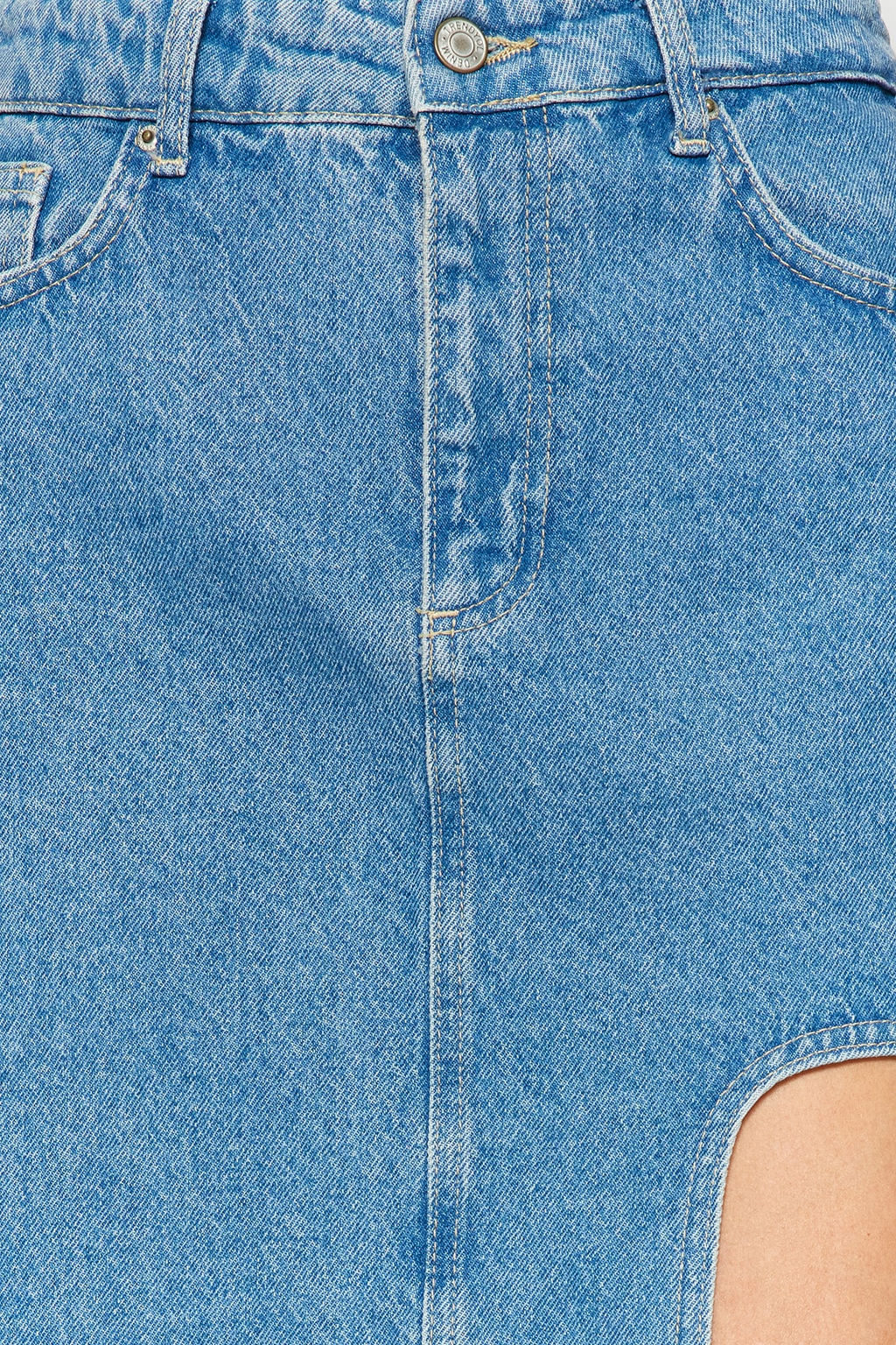 TRENDYOLMILLA Mavi Y?rtmacl? Midi Denim Etek TWOAW24ET00086 фото 4