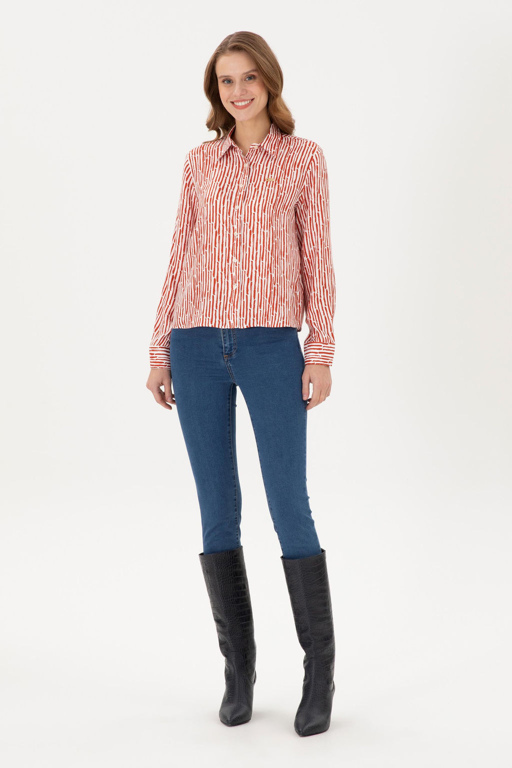 Женская рубашка с длинным рукавом с плиткой - U.s. polo assn фото 4