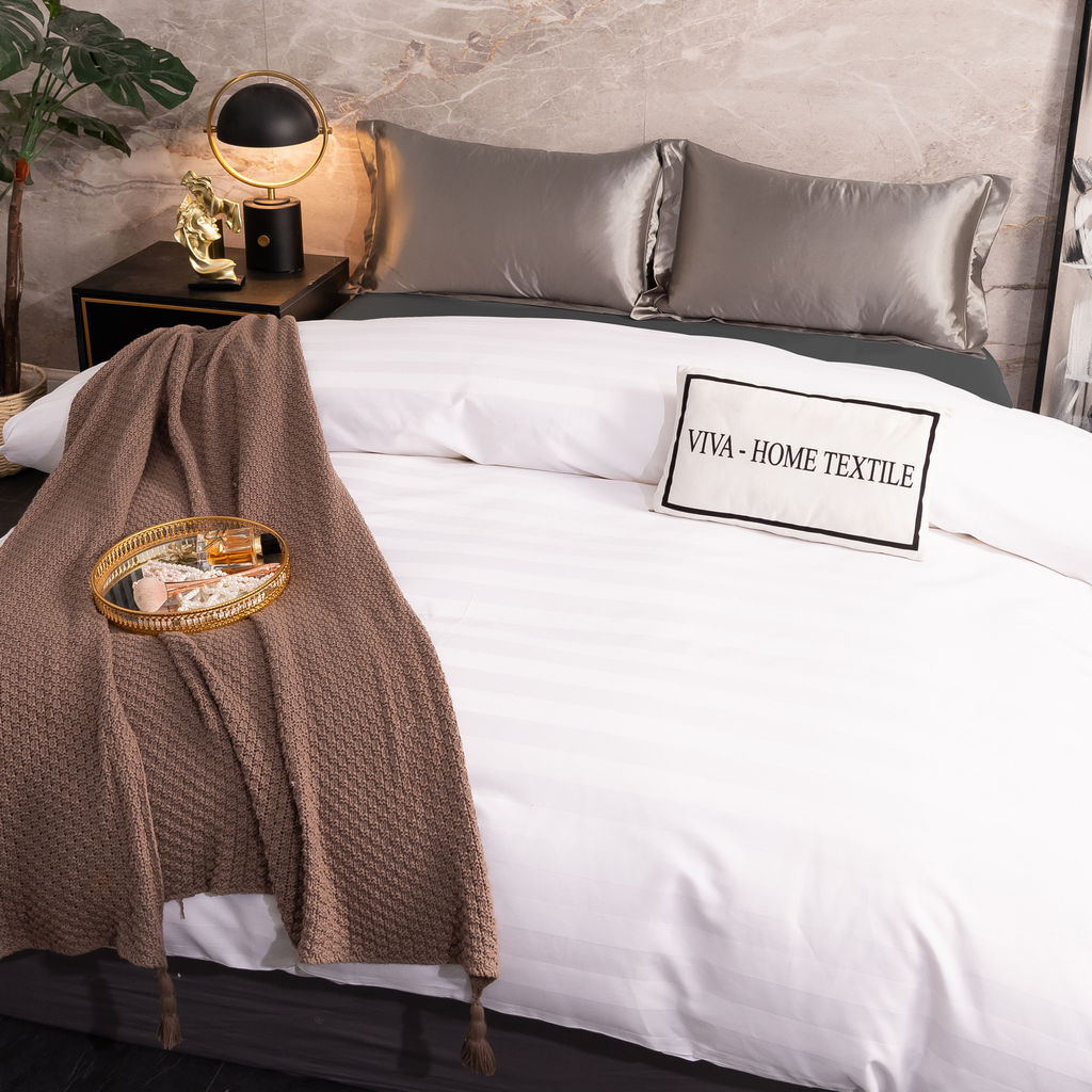 Пододеяльник Страйп Сатин Однотонный Отель белый 100% Хлопок 3x3 P3CTH037150210 150*210