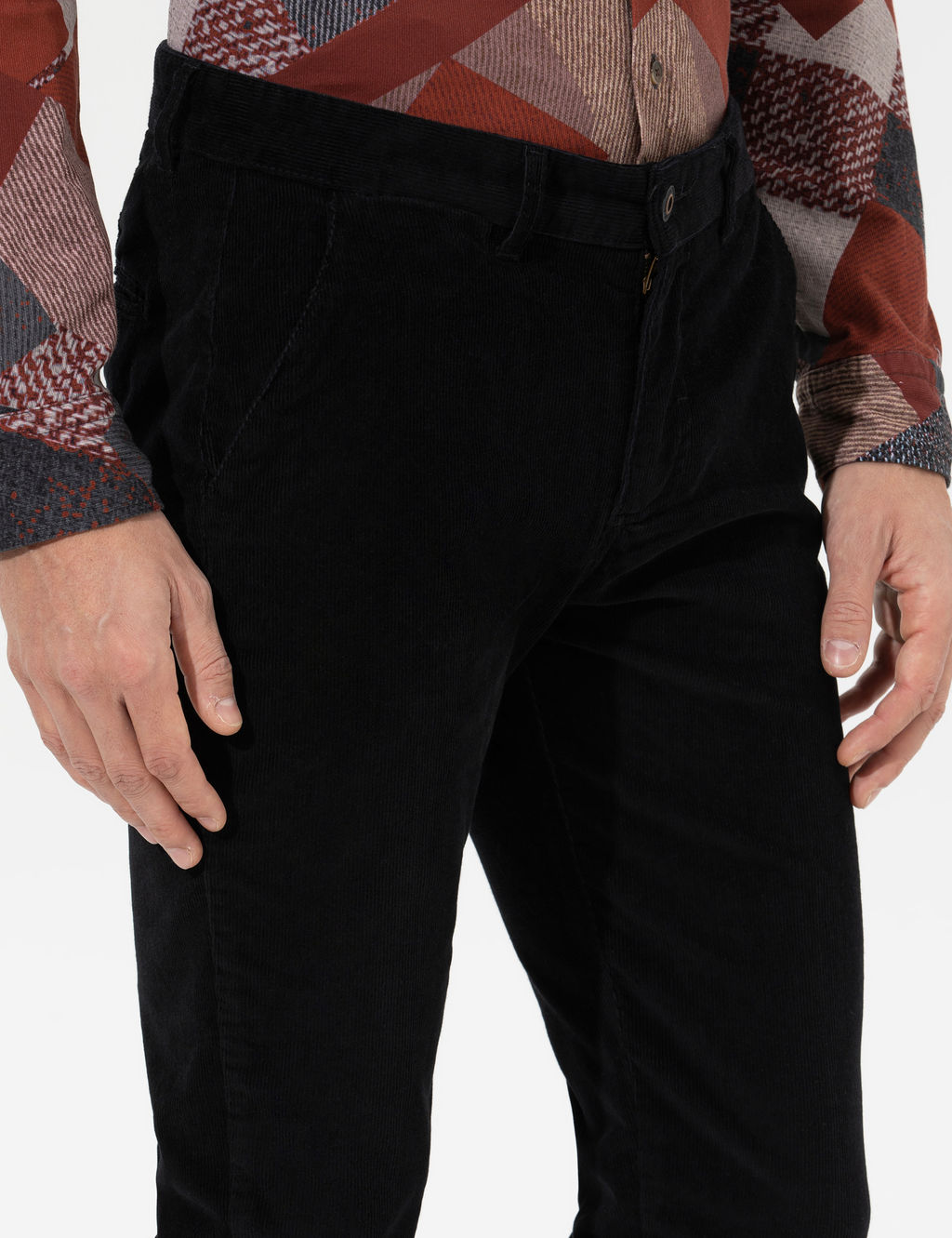 Siyah Slim Fit Kadife Kanvas Pantolon