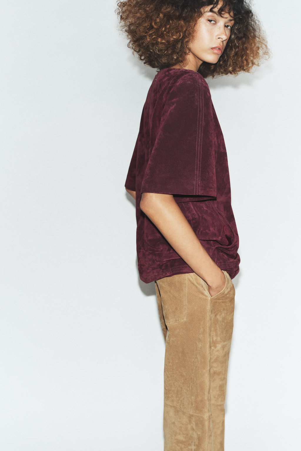 100% LEATHER SUEDE SHORT DRESS - Zara фото 6