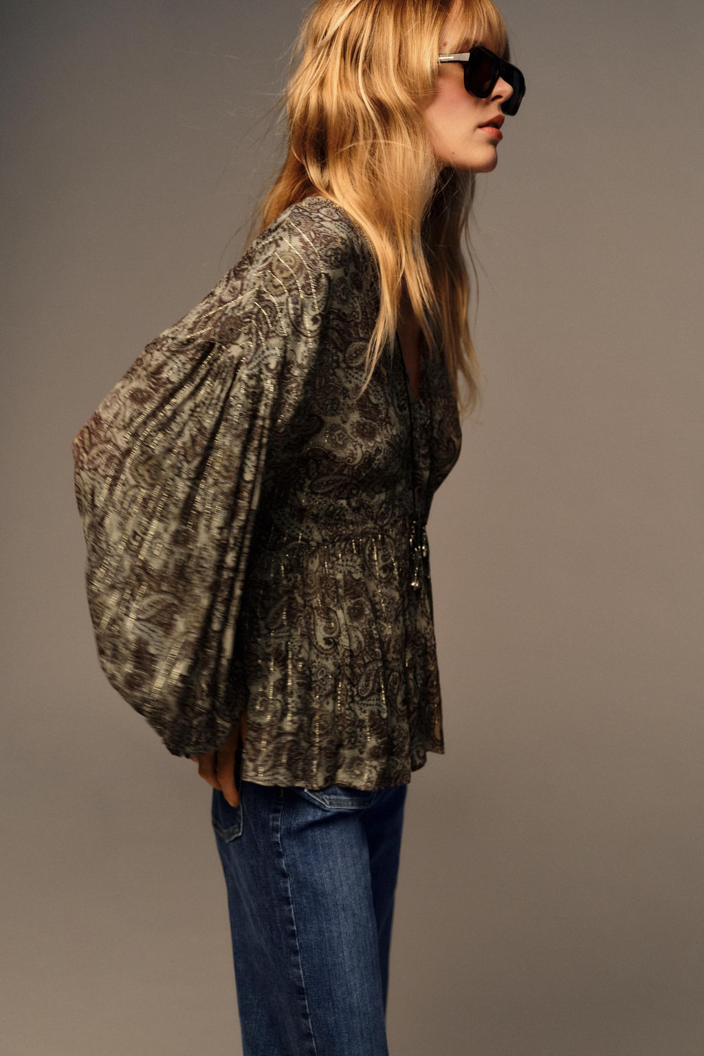 PRINTED BLOUSE WITH METALLIC THREAD - Zara фото 5