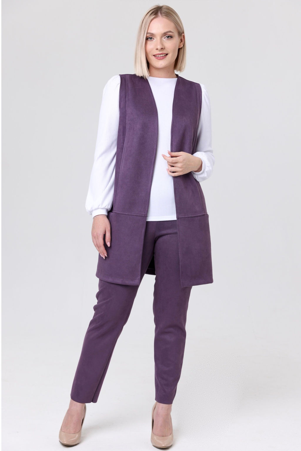 Жилет эко-замша 4241/02/Пыльно-голубой - Rise фото 19