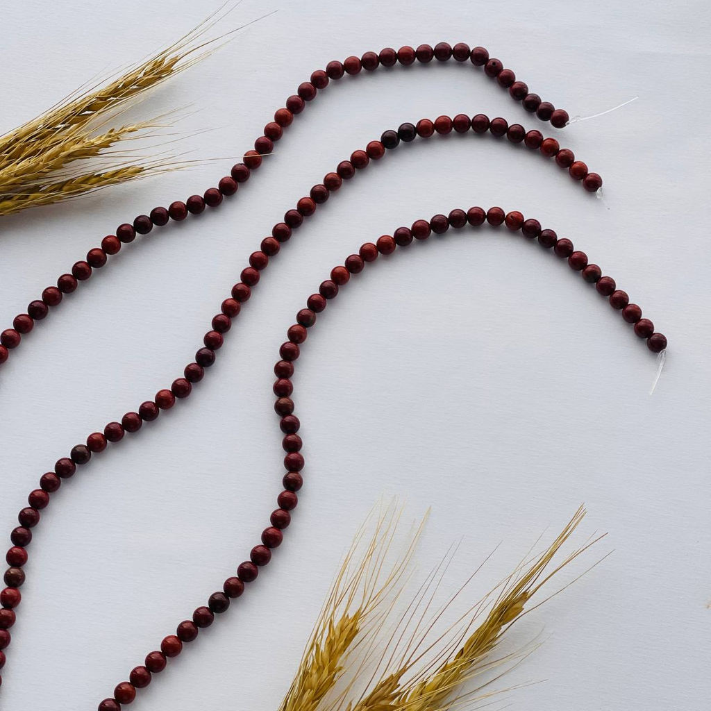 Бусины для украшений из красной Яшмы (64 бусины) 38 см