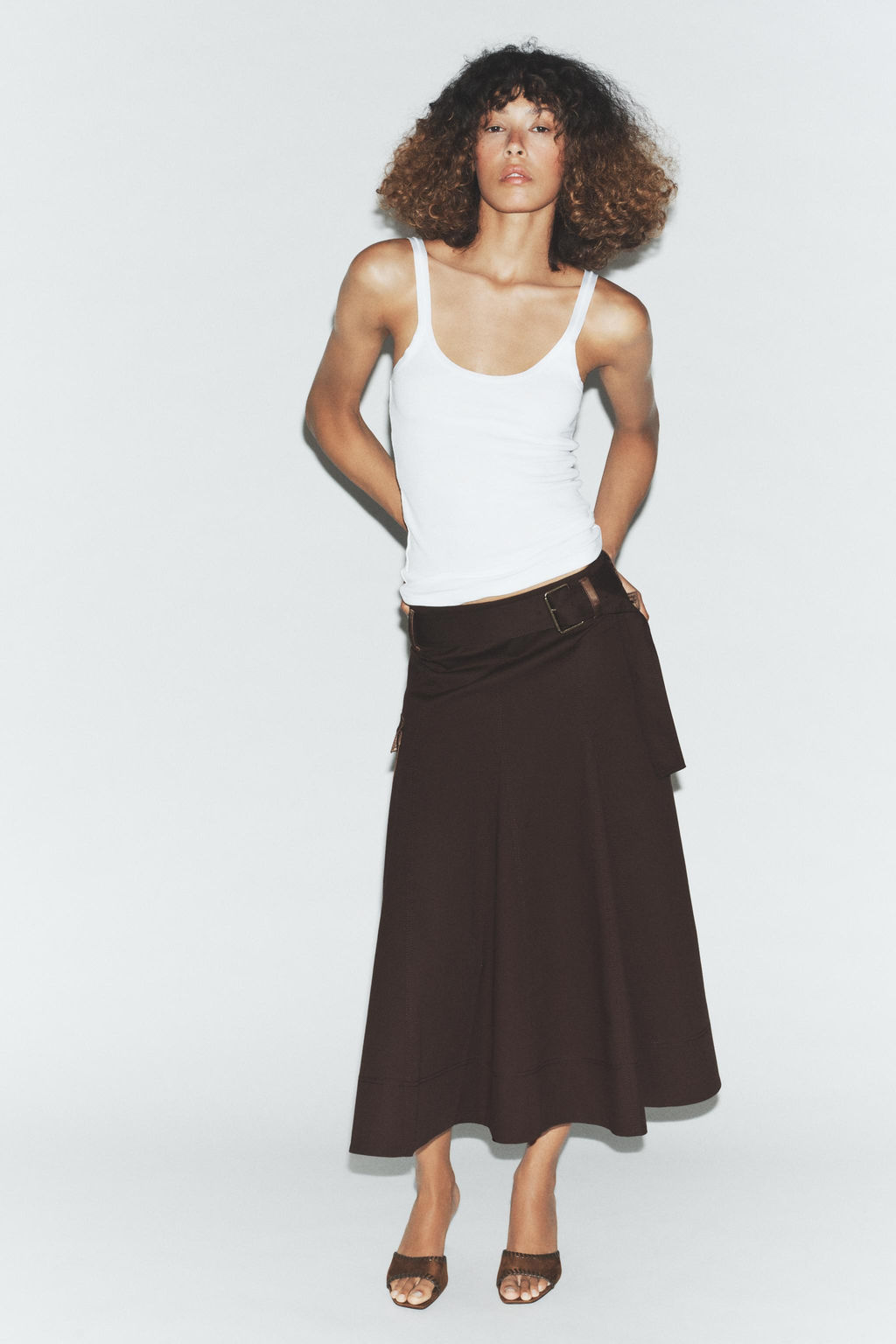 CARGO MIDI SKIRT WITH BELT - Zara фото 9