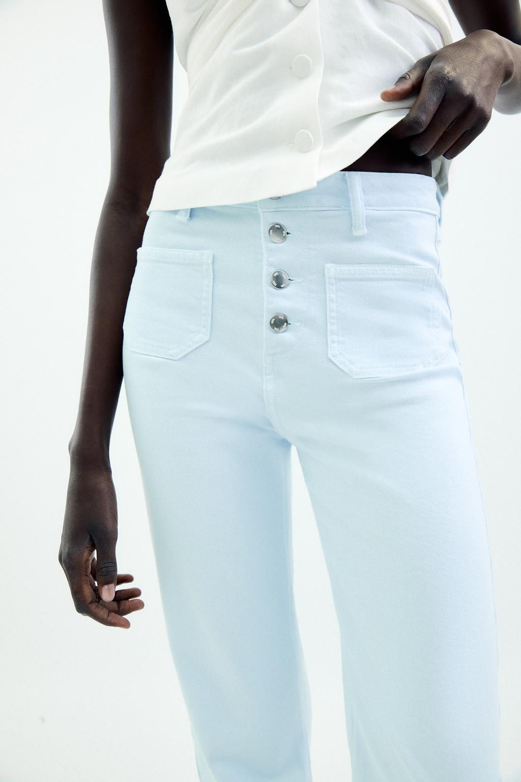 Z1975 HIGH-WAIST FLARE JEANS WITH BUTTONS - Zara фото 5