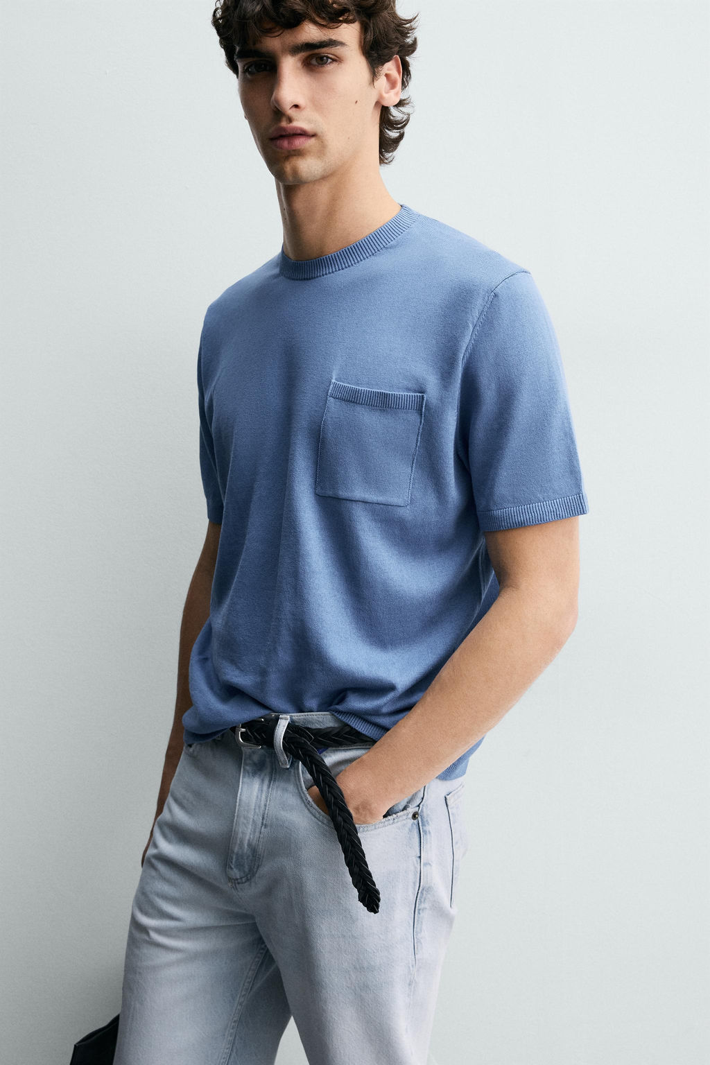 CAMISET PUNTO REGULAR FIT ALGOD?N / Azul - Zara фото 6