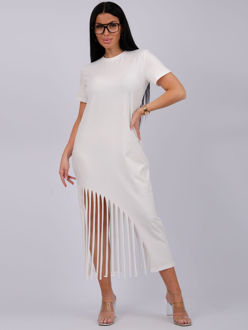 Платье Калипсо 6 молоко, трикотаж - Малина фото 11