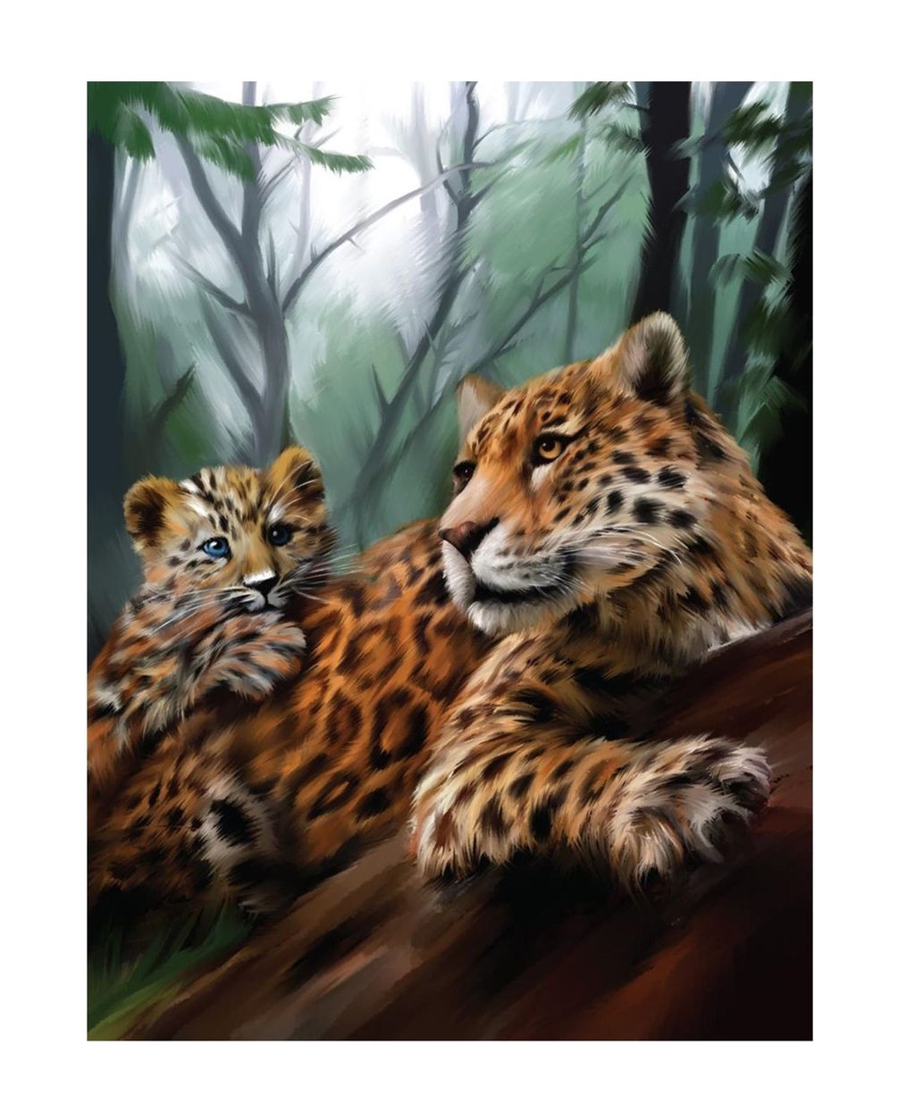 Школа талантов. Алмазная вышивка 30x40 см арт.5371223 "Леопарды" с полным заполнением на раме