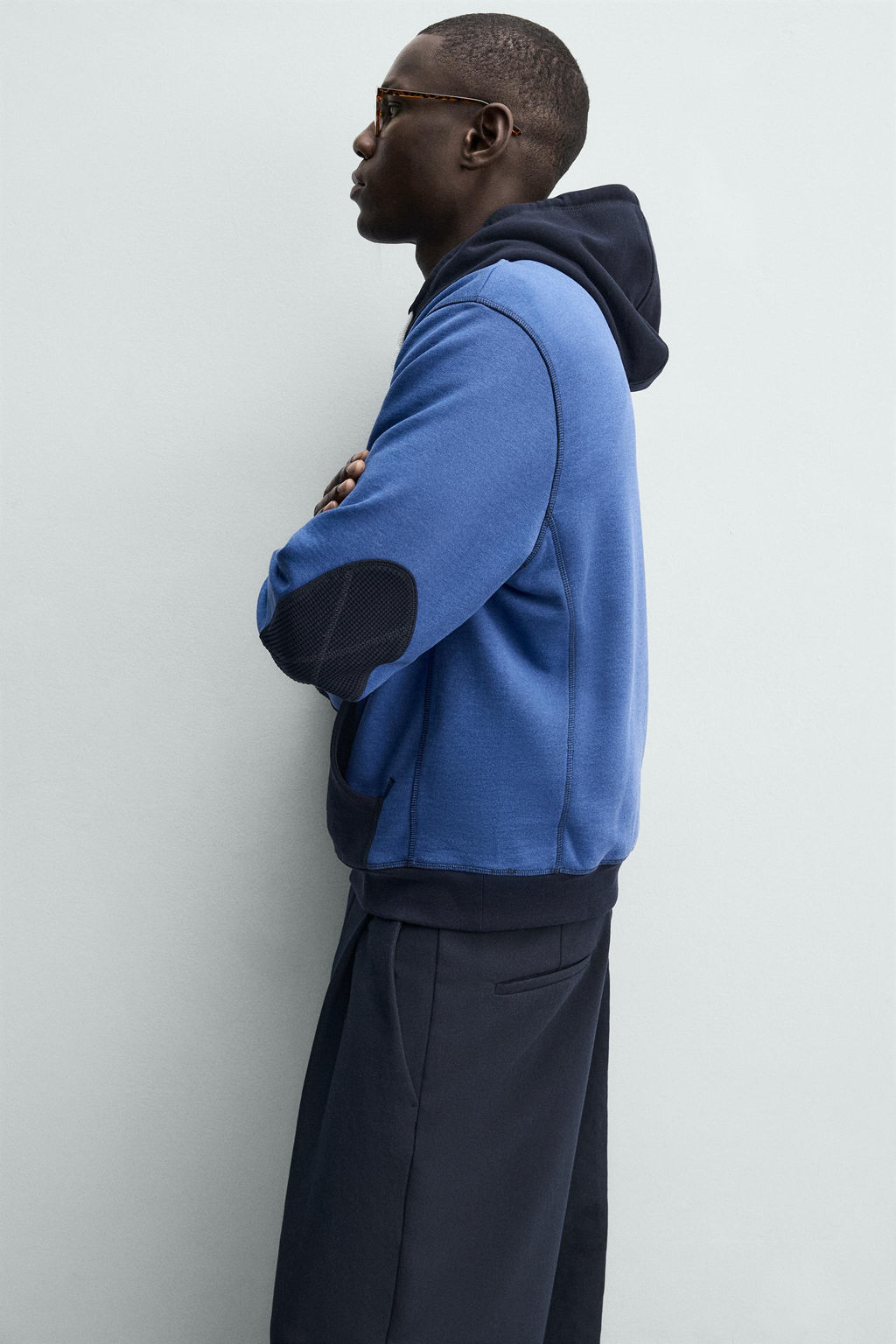 SUDADERA COLOR BLOCK CAPUCHA WAFFLE / Azul - Zara фото 6