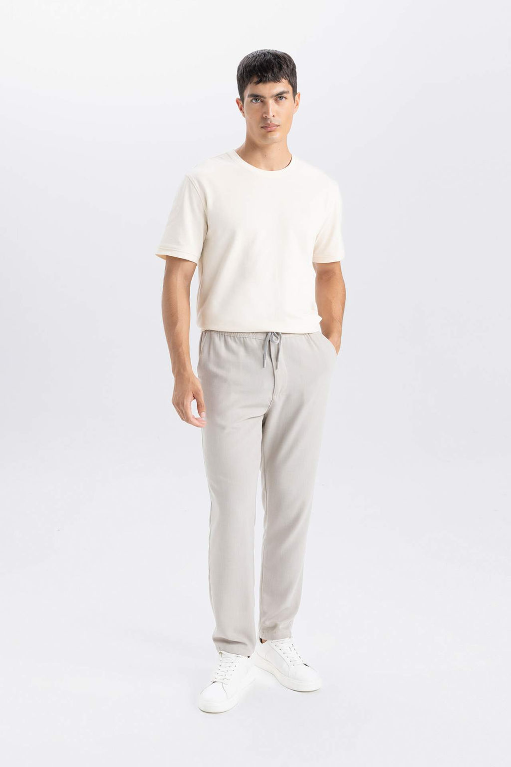 Jogger Pantolon Slim Fit Dar Kesim Beli Bagc?kl? Cepli Duz Paca - Defacto фото 2