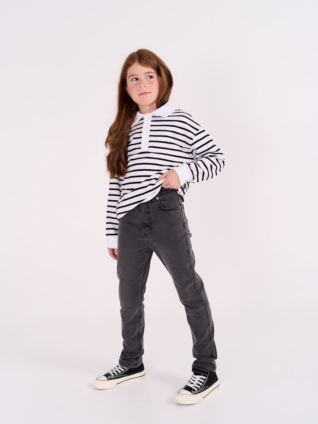 Джинсы slim fit Серые 7+ - Bungly фото 9