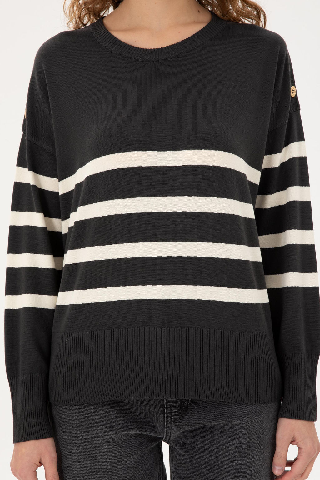 Женский свитер антрацитового меланжевого цвета с круглым вырезом Неожиданная скидка в корзине - U.s. polo assn фото 6