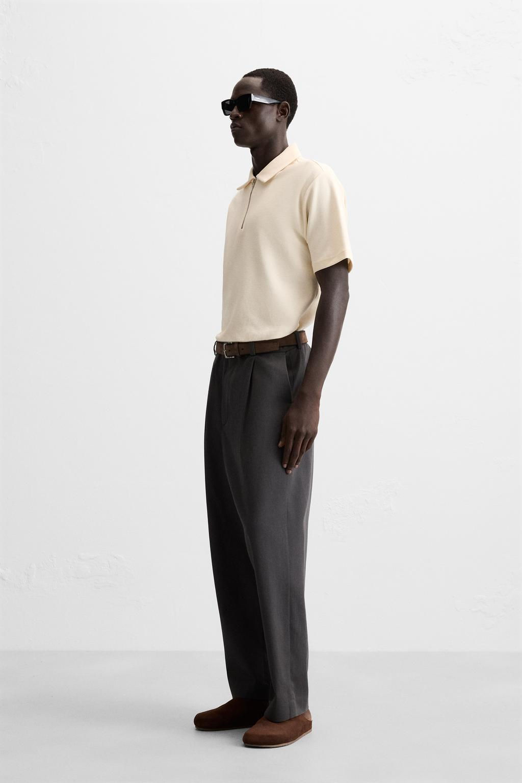 TEXTURED WEAVE POLO SHIRT WITH ZIP - Zara фото 29