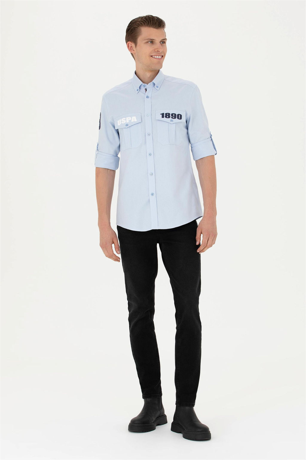 Мужская синяя рубашка с длинным рукавом - U.s. polo assn фото 4