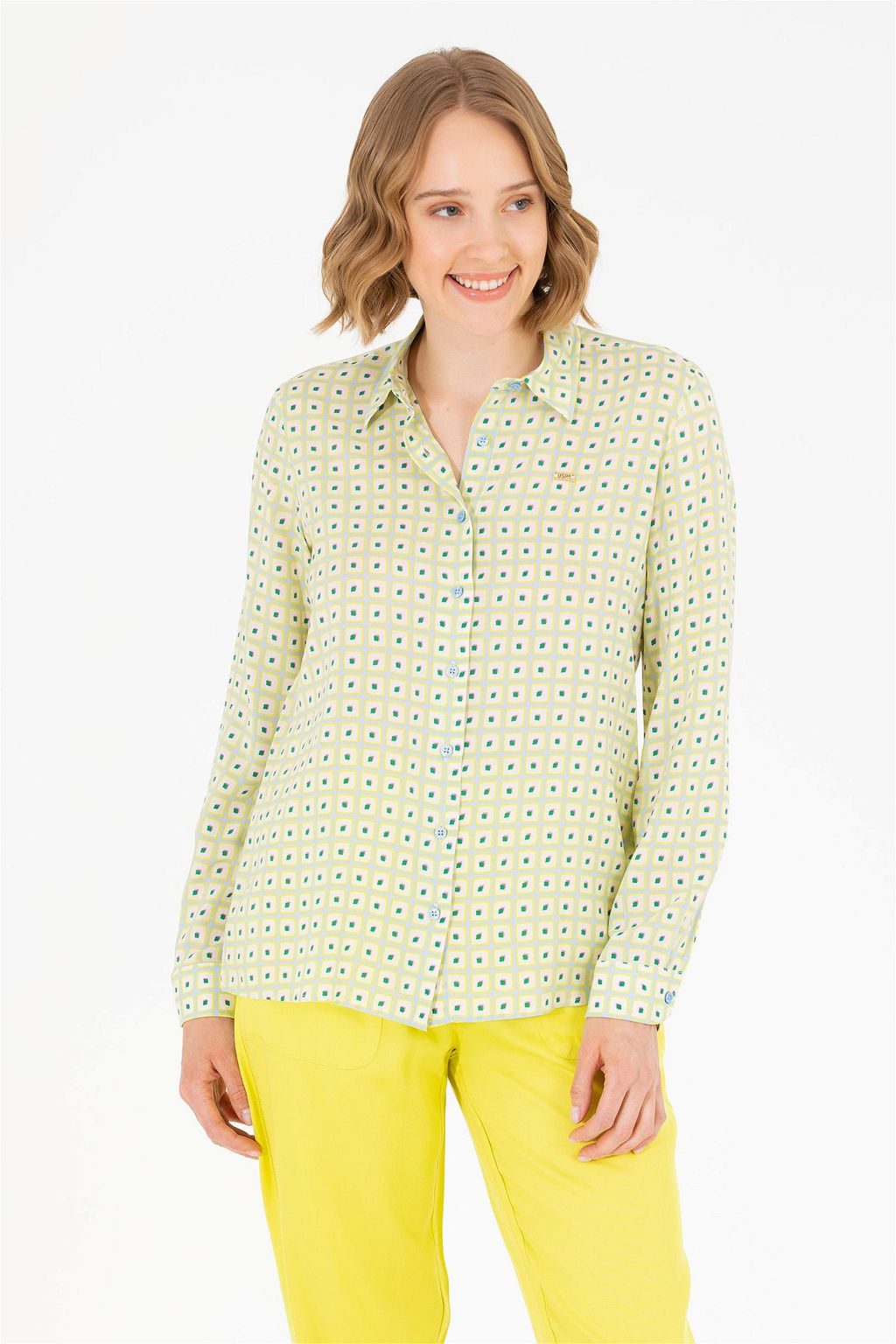 Женская синяя рубашка с длинным рукавом Неожиданная скидка в корзине - U.s. polo assn фото 2