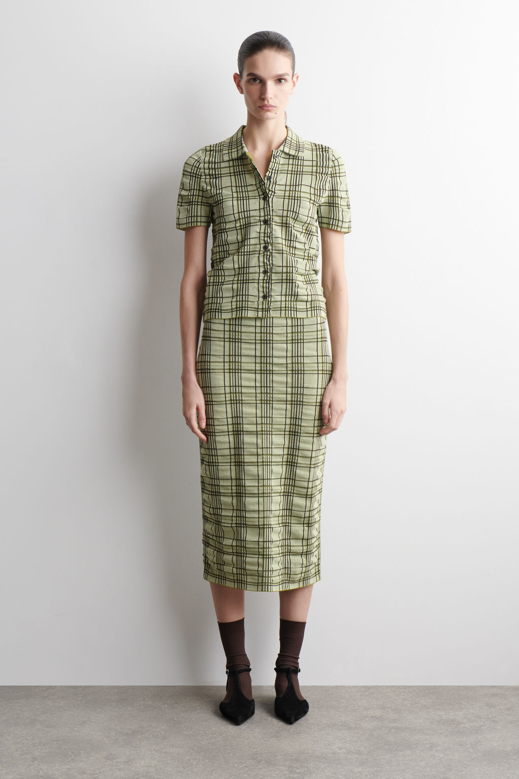 FALDA MIDI DE ALGOD?N JACQUARD A CUADROS - H&m фото 4