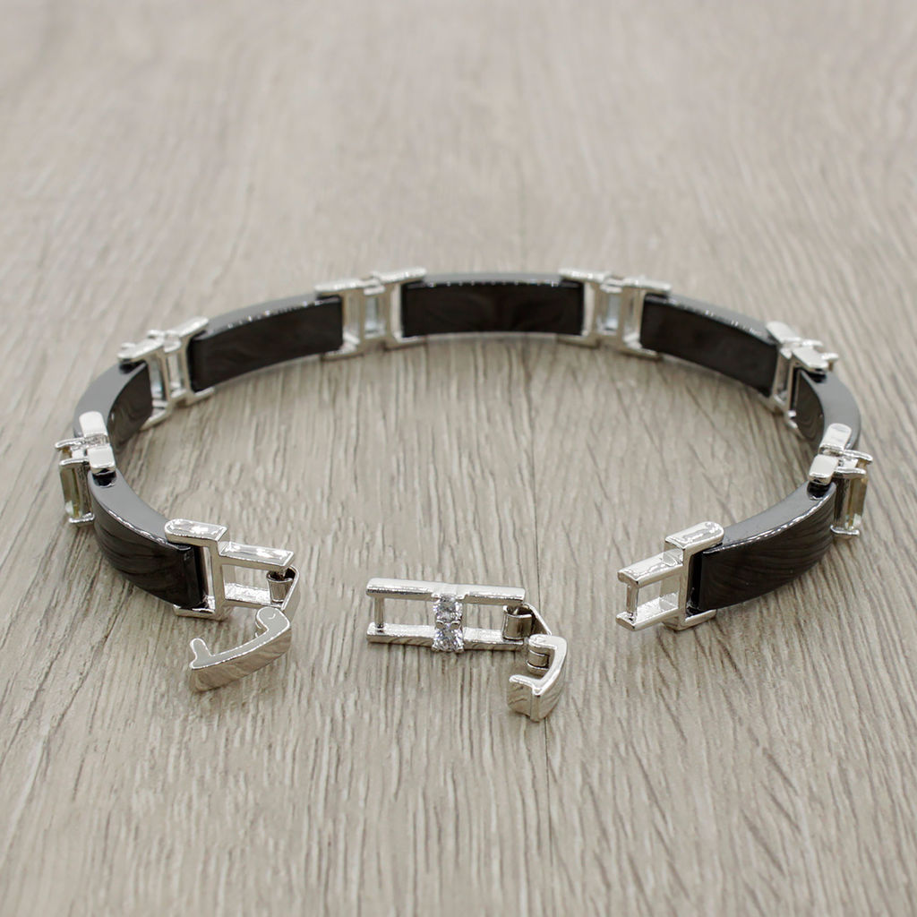 Браслет Лилу из черной керамики с Султанитом покрытие светлый металл - Agat77 фото 2