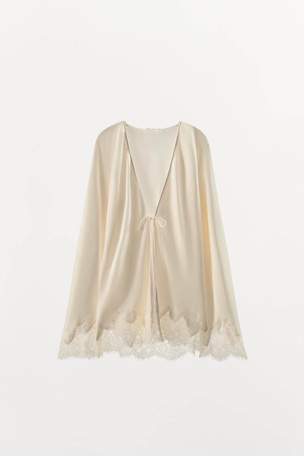 CAMISA SATINADA ENCAJE LAZADA / Crudo - Zara фото 4