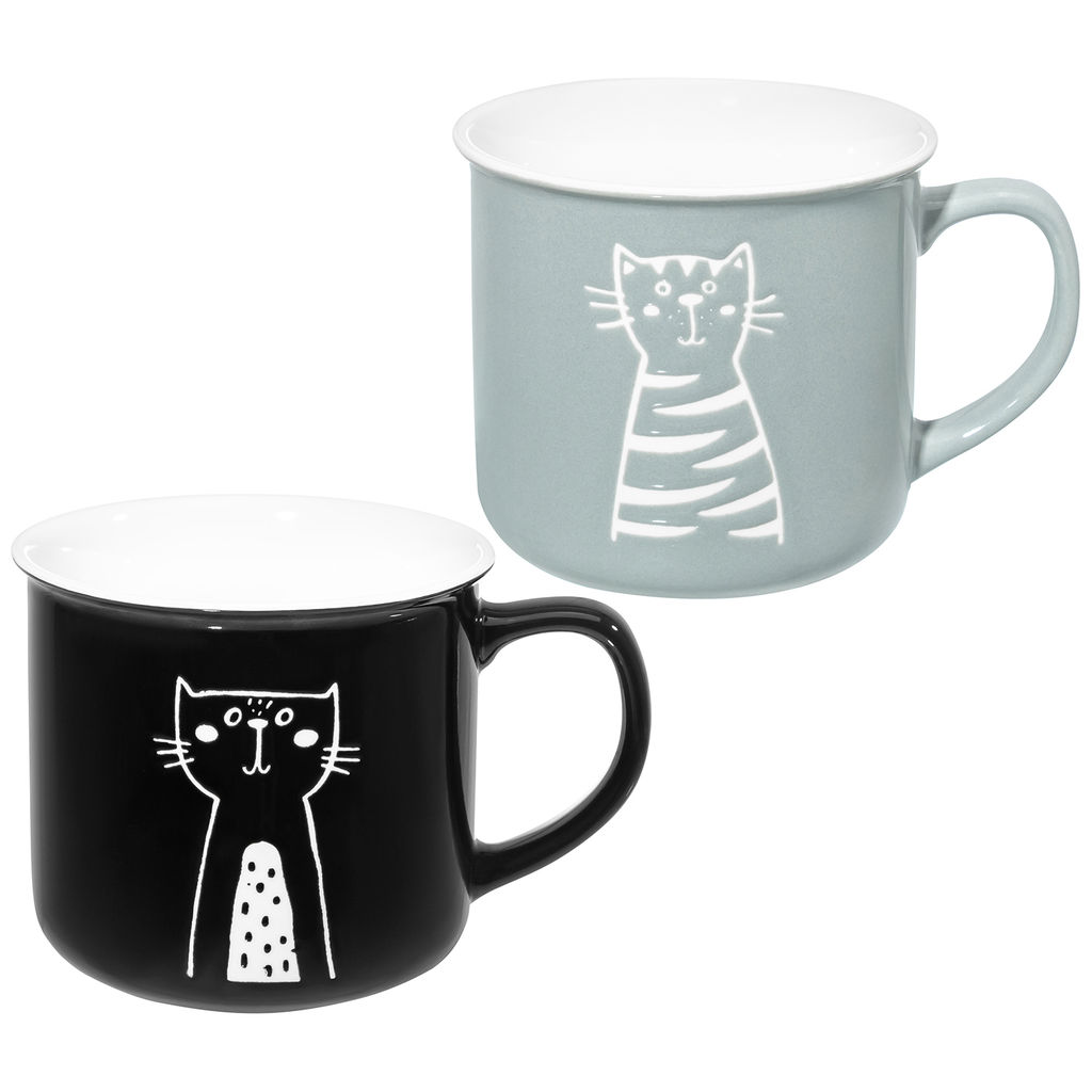 Набор 2 кружек 400 мл 12,5*9,5*8,8 см "Два кота", фарфор