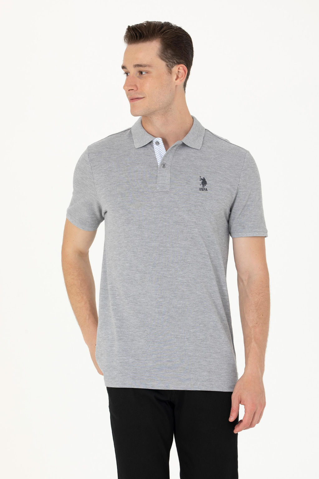 Мужская серая меланжевая базовая футболка - U.s. polo assn фото 15