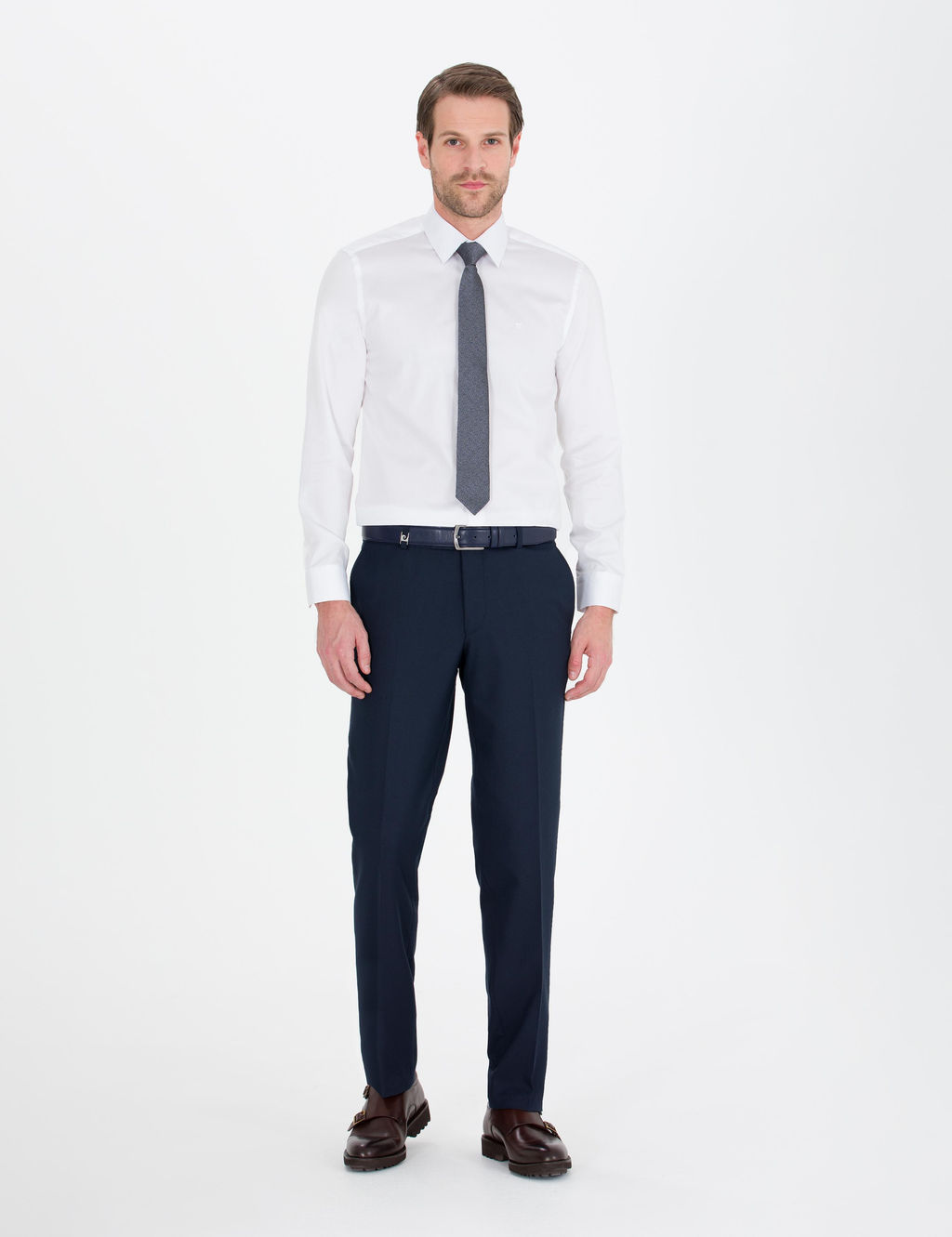 Рубашка Pierre Cardin Beyaz Slim Fit белая с длинным рукавом