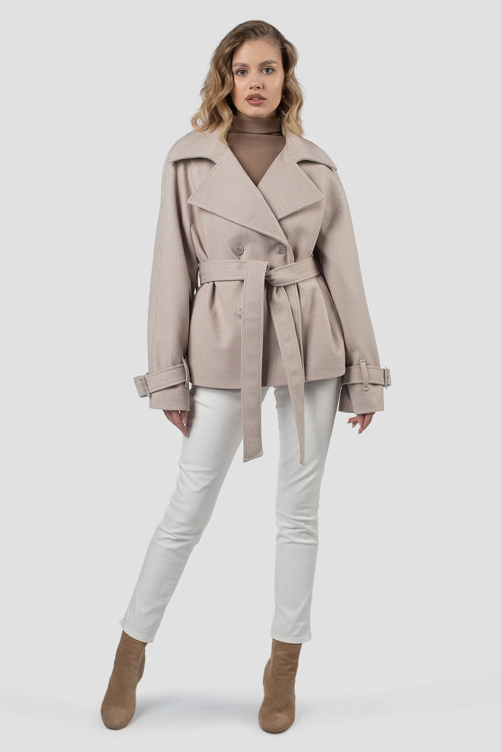 01-12223 Пальто женское демисезонное (пояс)