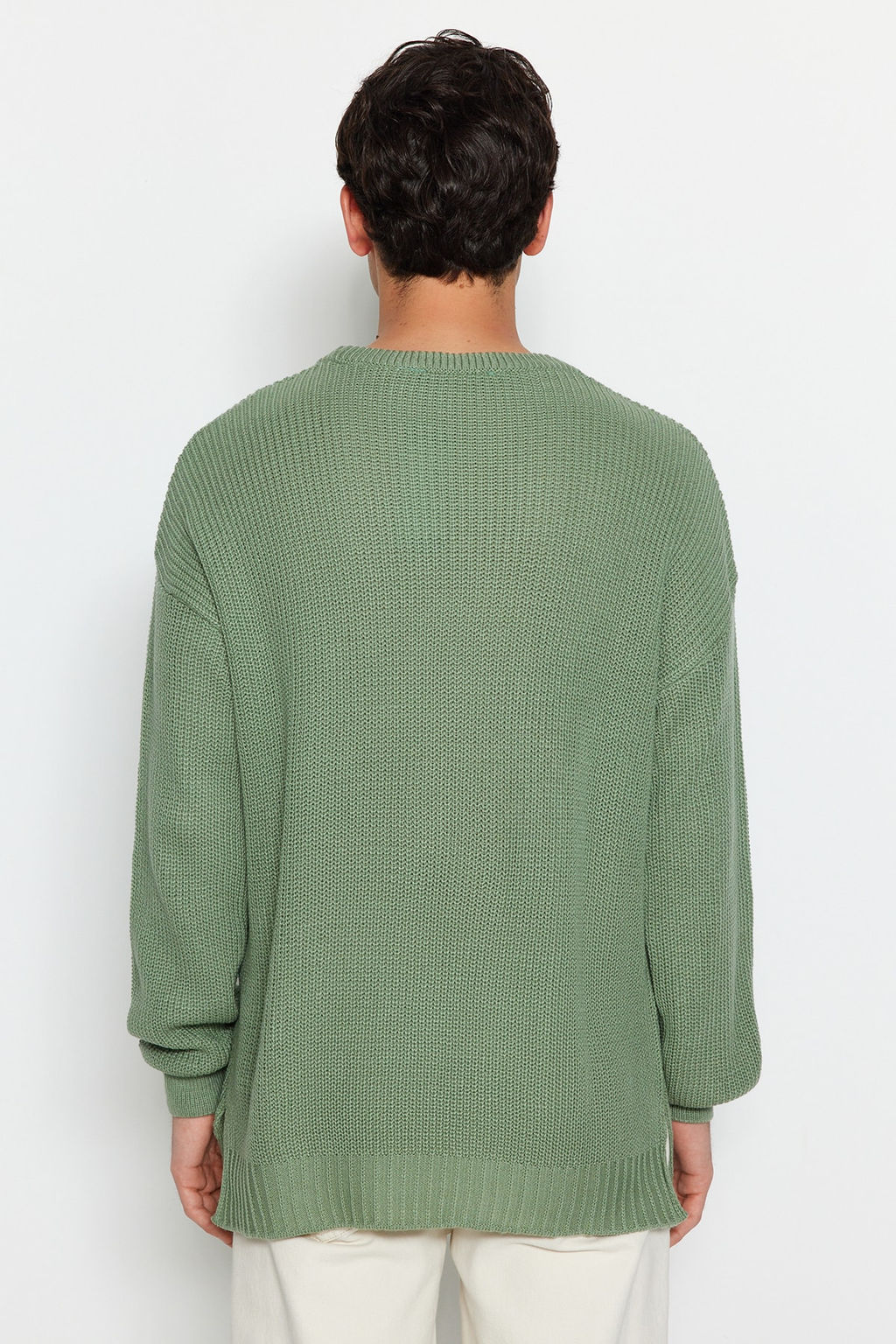Trendyolmilla Man Mint Unisex Oversize Fit Genis Kal?p Bisiklet Yaka Y?rtmacl? Triko Kazak TMNAW21KZ0552  фото 8