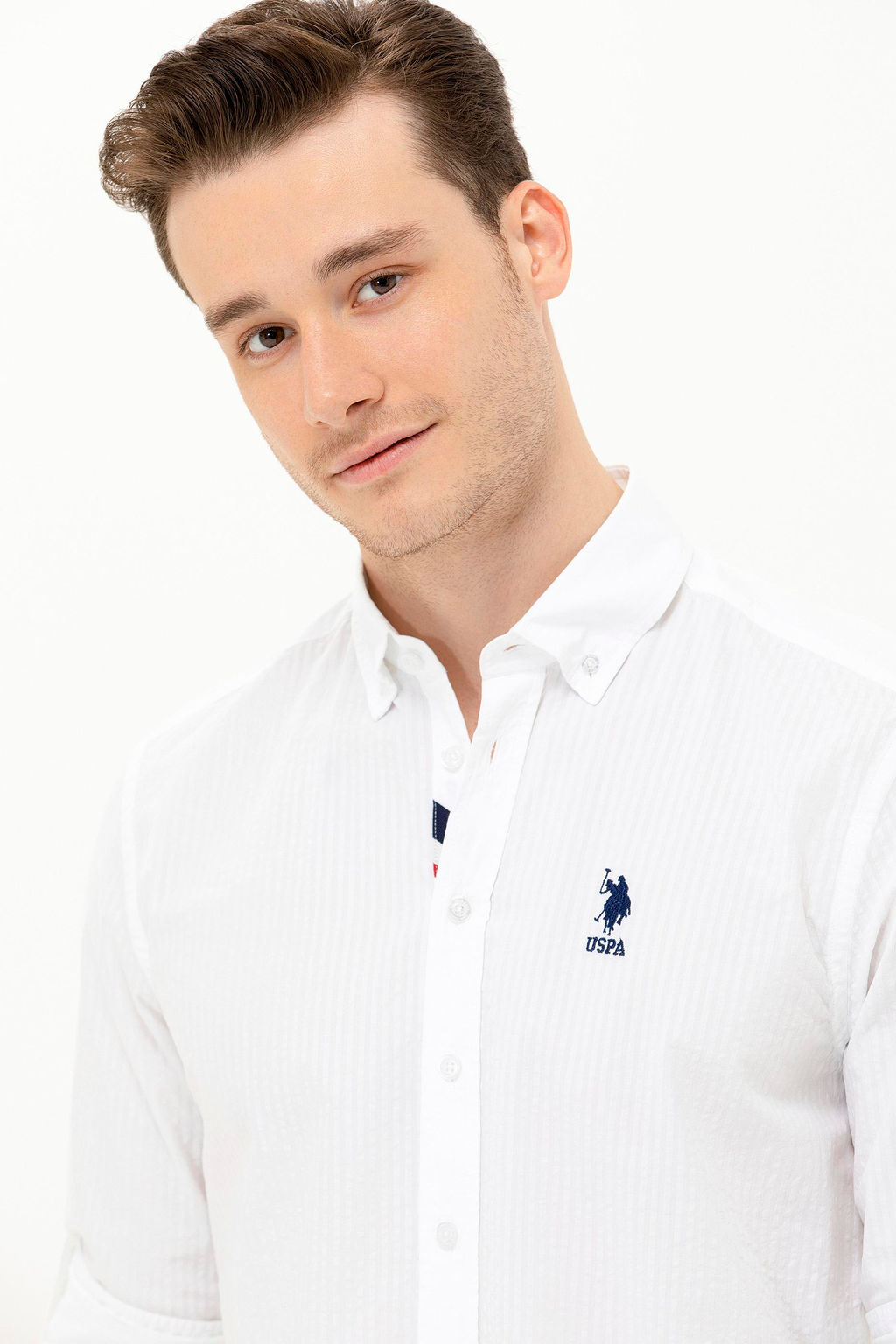 Мужская белая рубашка с длинным рукавом - U.s. polo assn фото 2