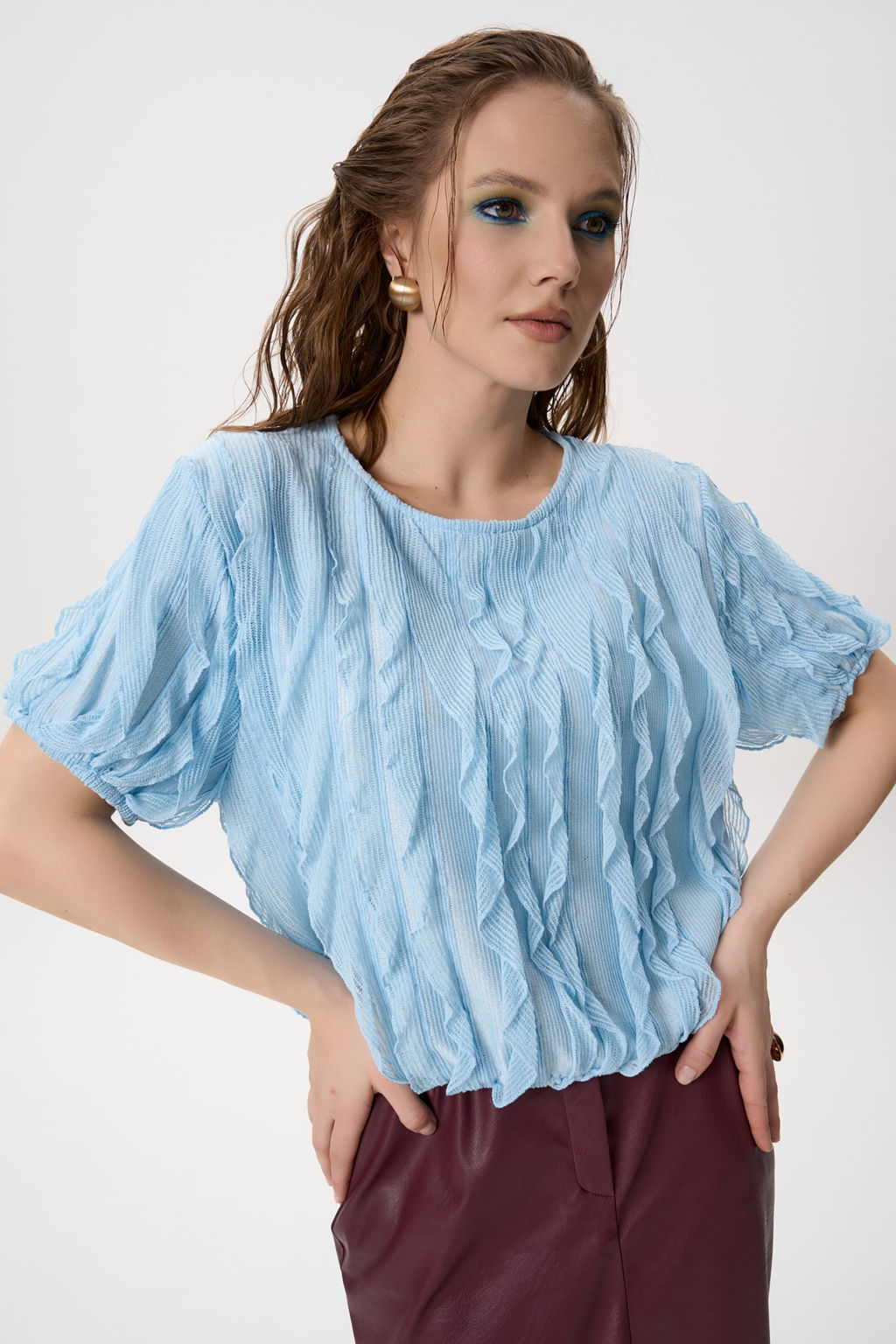 Блузка Лили (голубой) - Эльза фото 10