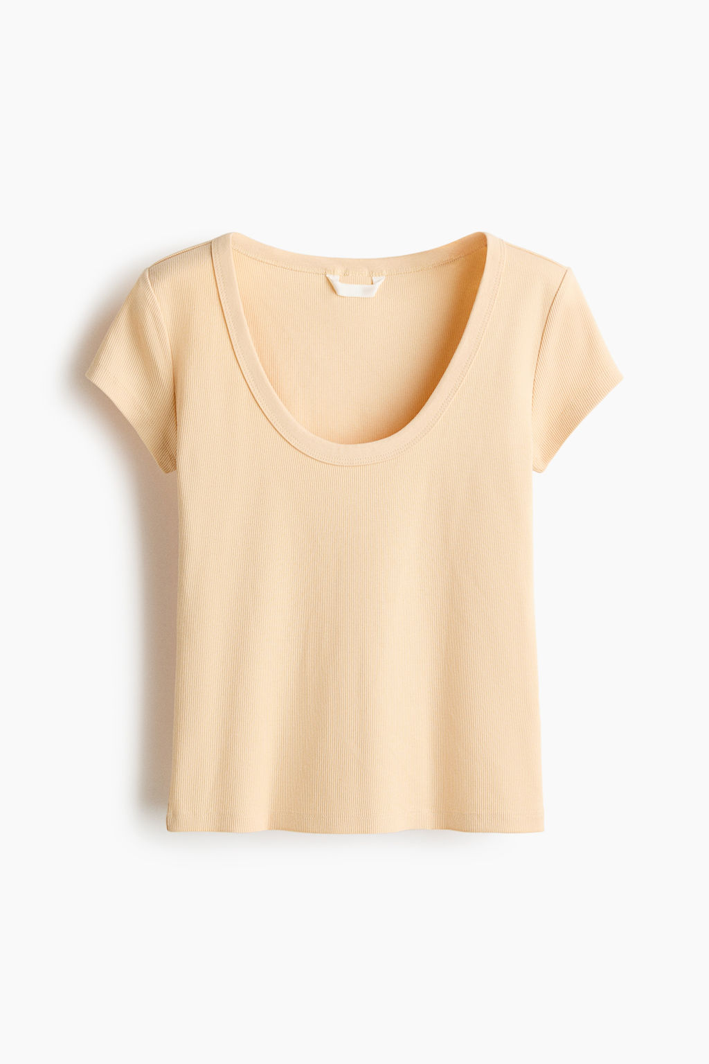 Camiseta acanalada con escote en U