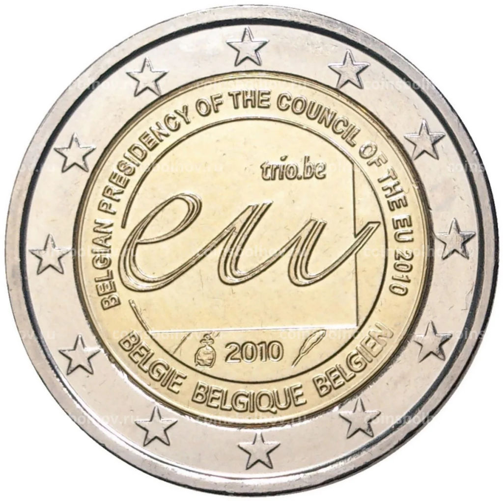2 евро 2010 года Бельгия  Председательство Бельгии в Европейском Союзе
