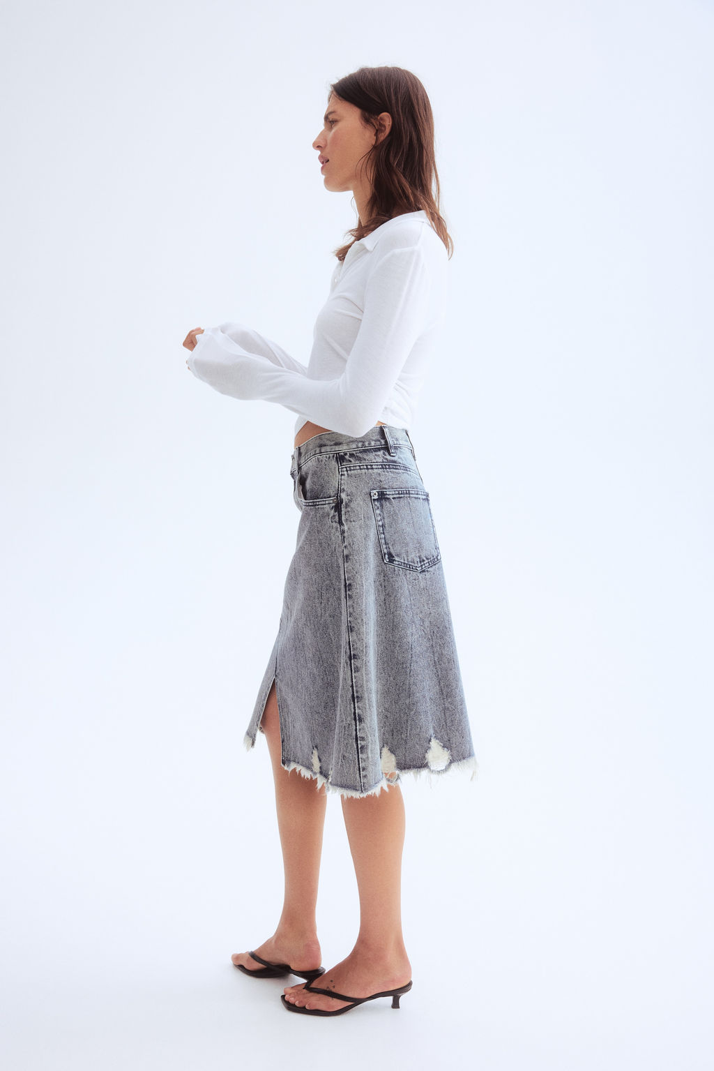 Falda denim con detalles maxidesgastados - H&m фото 4