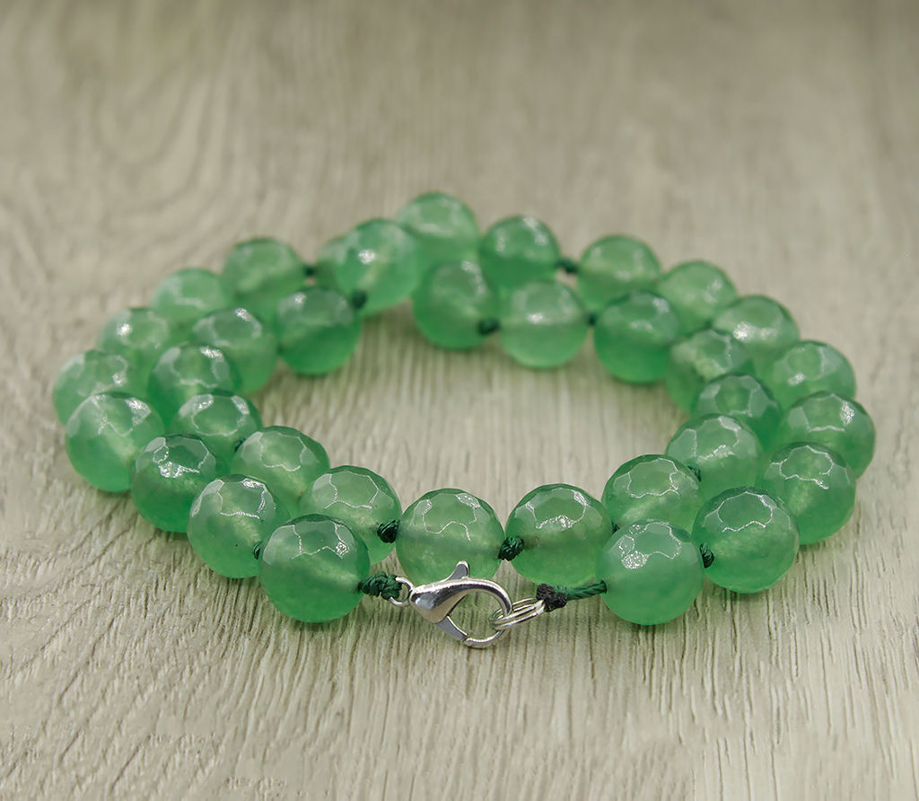 Авантюрин зеленый, круглые граненые 12мм, Шарм бусы длиной 50см - Agat77 фото 2