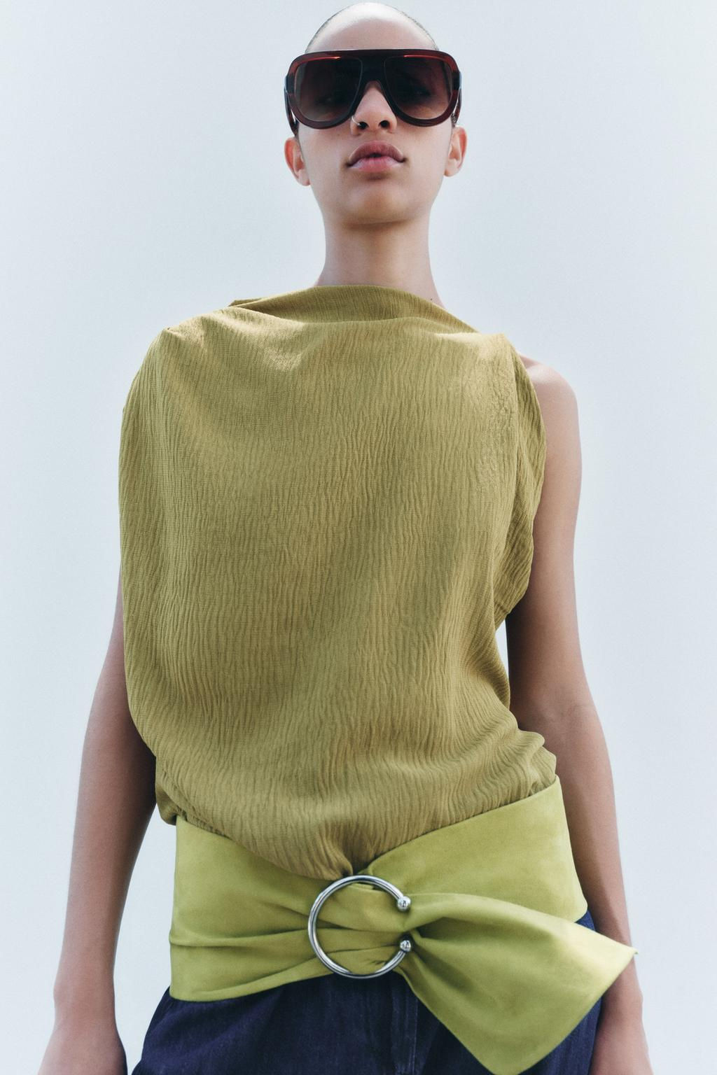 LEATHER BELT WITH PIERCING BUCKLE - Zara фото 2