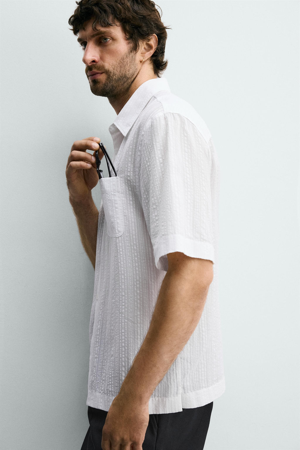 CAMISA JACQUARD RAYAS / Blanco - Zara фото 6