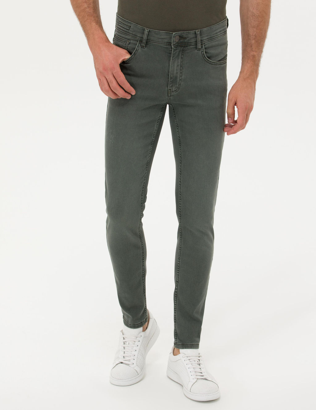 Зеленые джинсовые брюки узкого кроя - Cacharel фото 2